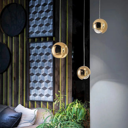 Suspension rotative LED en métal chromé doré pour bar et café — LZ4X9T2