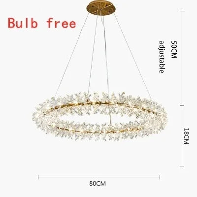 Lustre suspension moderne en cristal à anneaux LED pour salon 60-100 cm — LZ4F9T2