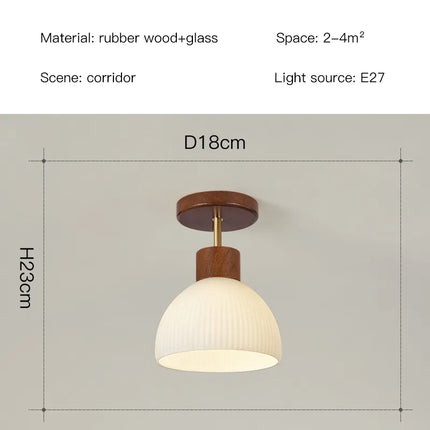Plafonnier LED en bois et verre pour couloir et balcon style nordique — LZ4X9P2
