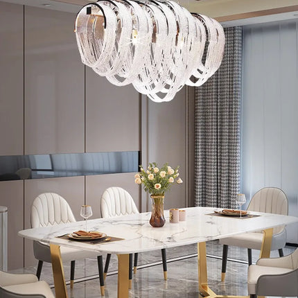 lustre nordique moderne en cristal avec led et glands