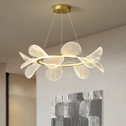 Suspension LED moderne à anneau doré et gradation variable — LZ4X9P