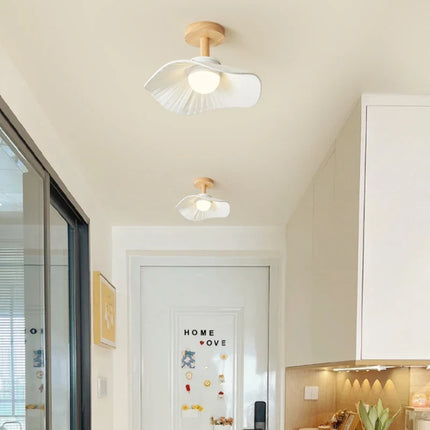 Lustre suspension nordique en bois et tissu pour intérieur — LZ4X9P