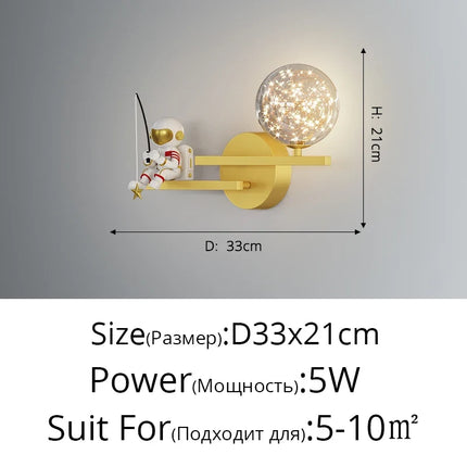 Applique murale LED astronaute lune et planète style nordique 2022 — LZ4X7J9