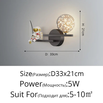 Applique murale LED astronaute lune et planète style nordique 2022 — LZ4X7J9