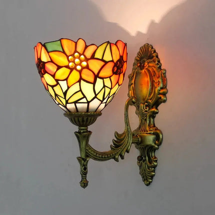 Applique murale décorative en verre avec fleurs turques et abat-jour baroque — LZ4X9T2