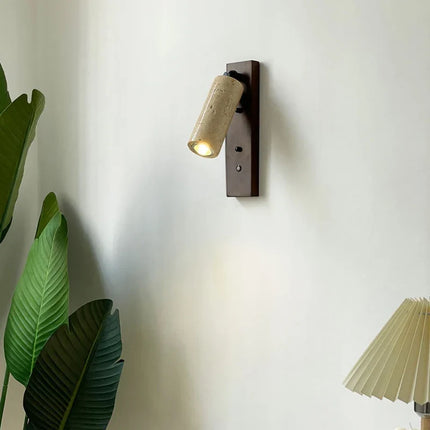 Applique murale moderne en bois et pierre naturelle avec interrupteur intégré — LZ4X9T2