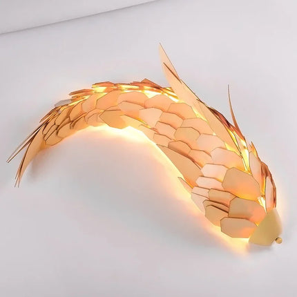 Applique murale LED 12W poisson en bois style chinois pour salon et escalier — LZ4X9T2