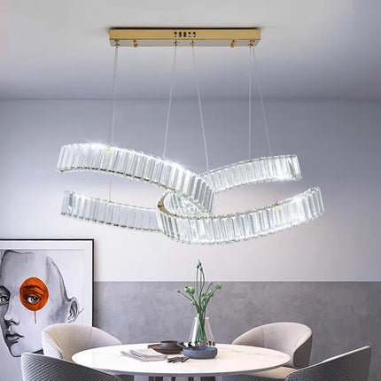 Lustre postmoderne en acier inoxydable et cristal — LZ4X9T1