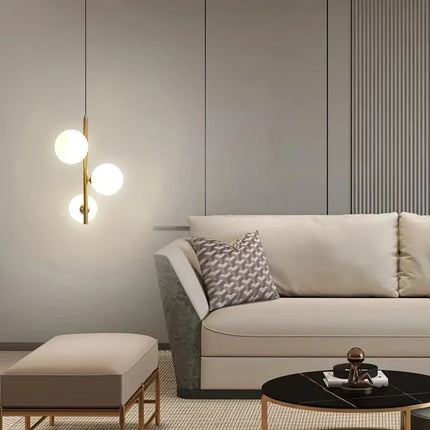 Suspension design en verre et laiton noir moderne — LZ4X9P