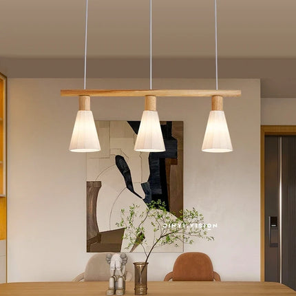 Lustre suspension nordique en bois et verre pour intérieur — LZ4X9TQ