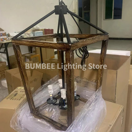 Lustre suspension industriel forme cage à oiseaux rétro américain — LZ4X9P
