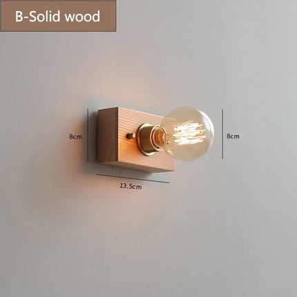 Applique murale rétro en bois massif avec câble et interrupteur — LZ4X9M