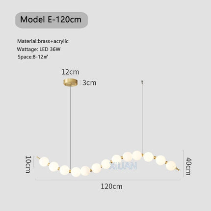 Lustre suspension blanc en acrylique orné de perles — LZ4X9Q2