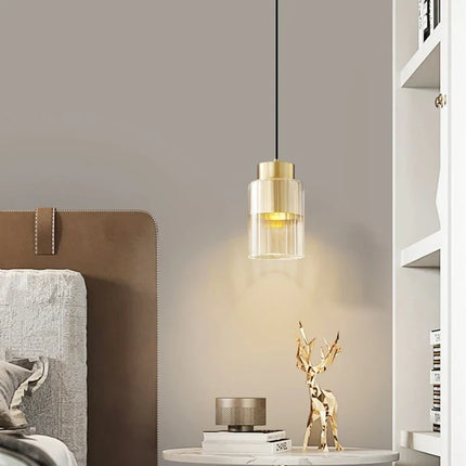 Suspension nordique en verre transparent et laiton à fil réglable — LZ4G7XQ
