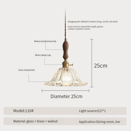 Suspension nordique en bois, verre et laiton au style rustique moderne — LZ4X9B