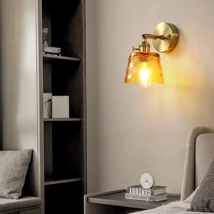 Applique murale nordique en cuivre avec abat-jour en verre LED — LZ4X9T2