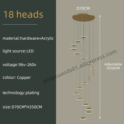 Lustre suspension LED créatif en acrylique doré style nordique — LZ4X9M