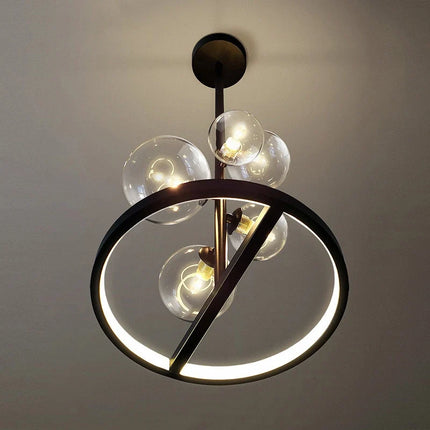Lustre en verre transparent à bulles avec structure métallique — LZ4X9T2