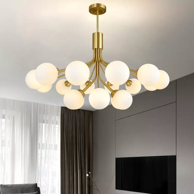 Lustre suspension boule en verre LED style nordique doré pour salle à manger — LZ4X9T2