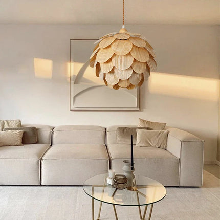 Lustre suspension en bambou forme pomme de pin LED nordique — LZ4X9T2