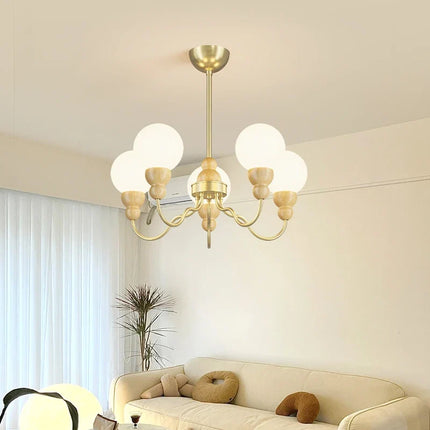 Suspension rétro en verre et bois pour intérieur élégant — LZ4M9Q2F