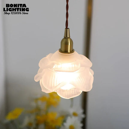 Suspension rétro en verre aux pétales design fait main — LZ4F9Q2