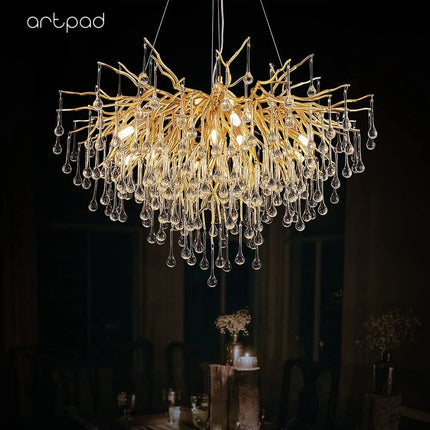 Lustre suspension moderne en cristal goutte de pluie décoratif — LZ4P9XJ