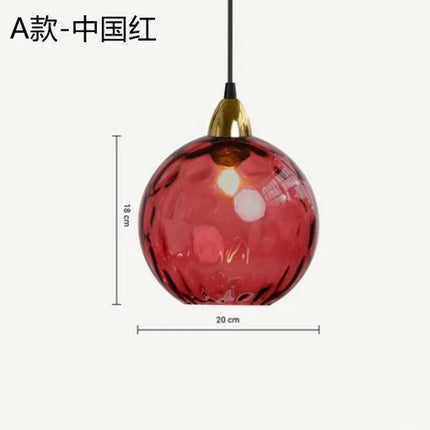 Lustre boule de verre coloré nordique lampes suspendues moderne Grain d'eau Restaurant cuisine luminaire suspendu chambre lampe de chevet