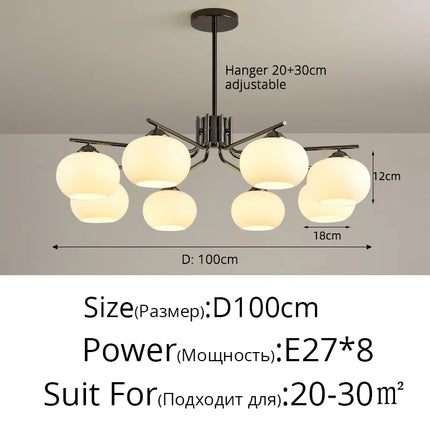 Lustre suspension nordique en verre blanc pour plafond — LZ4M9Q2