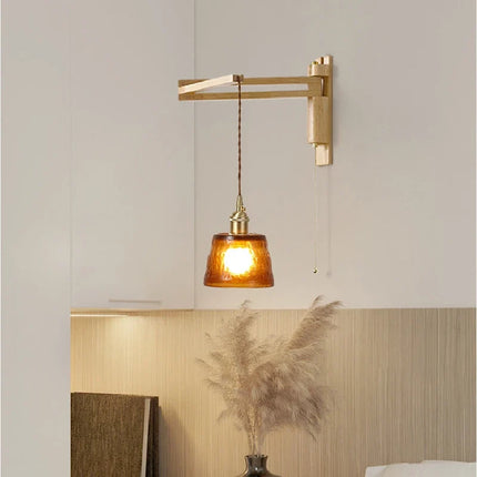 Applique murale en verre, bois et céramique avec bras pivotant pliable — LZ4X9M