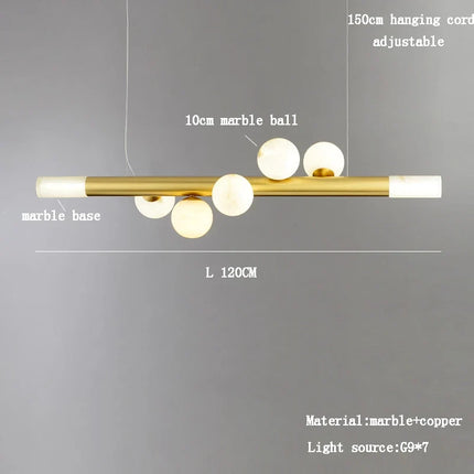 Lustre long en marbre véritable style post-moderne — LZ4X9T2