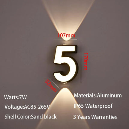 Applique murale LED étanche IP65 pour numéro, style moderne minimaliste en aluminium — LZ4X9Q2