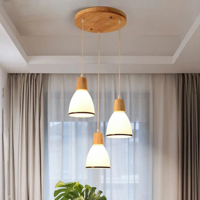 Lustre suspension en bois massif et verre — LZ4P9XQ