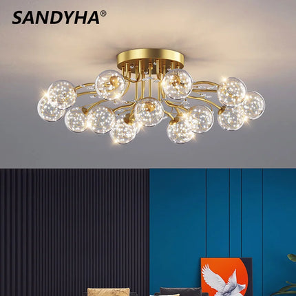 Lustre LED étoile avec boule en verre et cristal — LZ4P9XJ