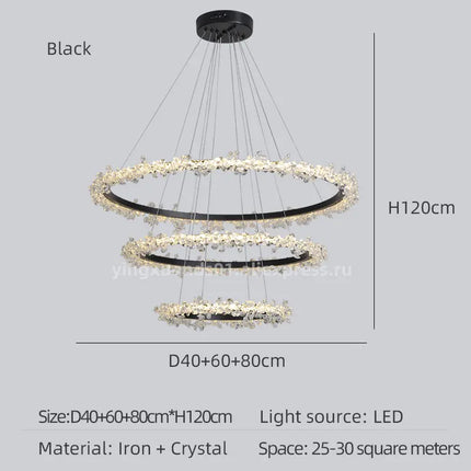 Lustre en cristal de luxe avec anneau doré lumineux et élégant — LZ4X9P