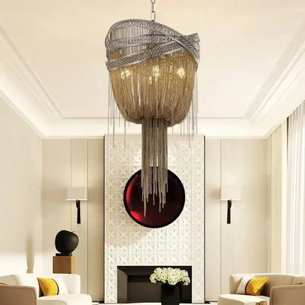 Suspension industrielle en aluminium avec glands décoratifs — LZ4T9XQ