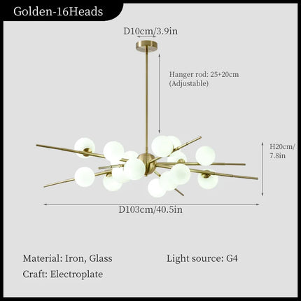 Lustre suspension nordique en forme de branche de haricot magique — LZ4X9P