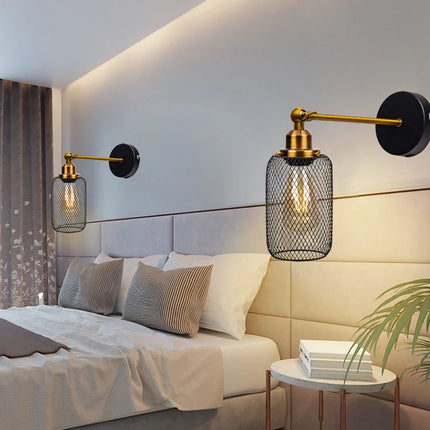 Applique murale industrielle en fer forgé avec LED E27 pour salon et chambre — LZ4X9T2