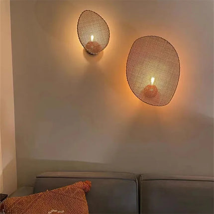 Applique murale en rotin tissé style wabi sabi pour décoration japonaise — LZ4X9T