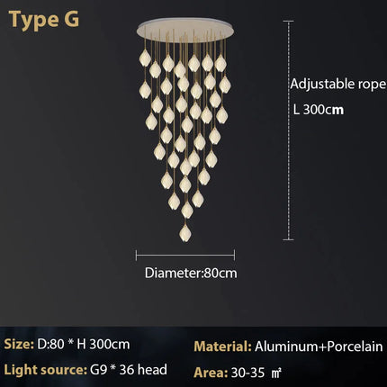 Lustre suspension en céramique motif magnolia — LZ4G7T9