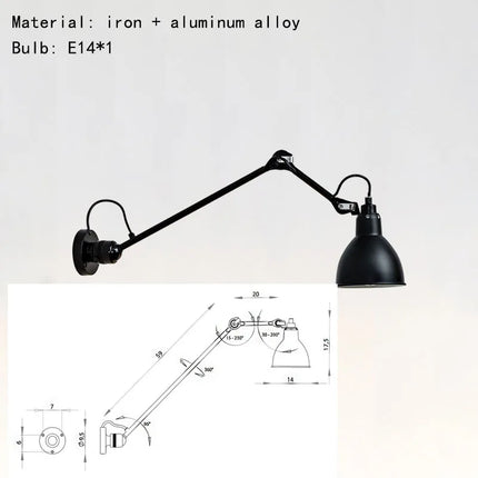 Applique murale rotative en métal avec prise intégrée pour éclairage — LZ4X9J