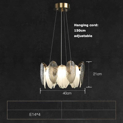 Lustre suspension LED art déco en cristal avec plumes blanches et grises — LZ4X9T2