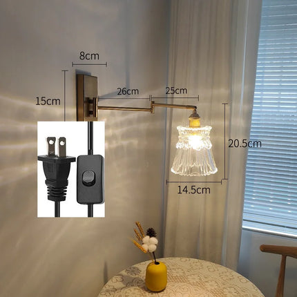 IWHD tirer chaîne verre applique murale LED applique bras gauche droite rotation chambre salon lumières nordique moderne à côté lampe Wandlamp