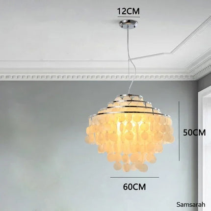 lustre nordique en coquillage avec luminaire à led