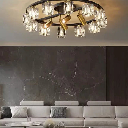 Plafonnier LED cube cristal design moderne cuivre et noir argenté — LZ4X9J2