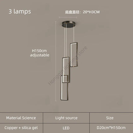 lustre moderne en cuivre avec éclairage LED design élégant