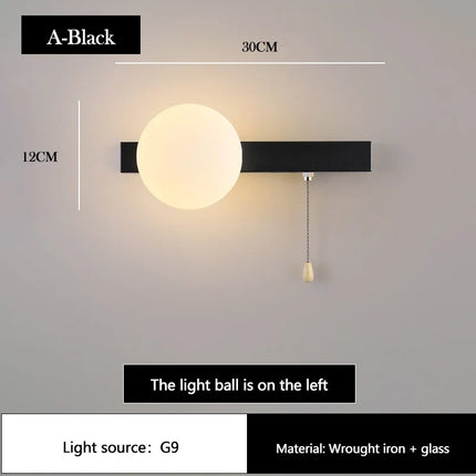 Applique murale LED moderne en verre avec interrupteur pour chambre d'enfant — LZ4X9T2