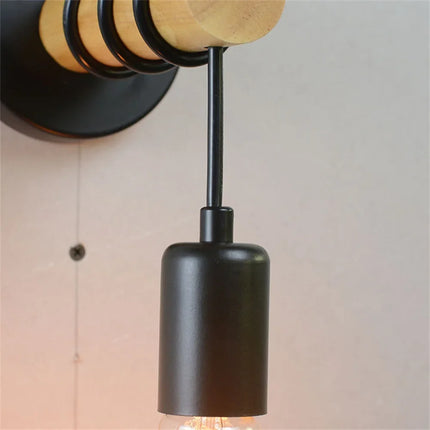 Applique murale loft nordique en fer et bois design moderne — LZ4X9P2