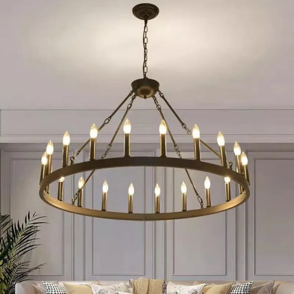 Lustre suspension industriel rond en fer avec LED intégrée — LZ4D9X