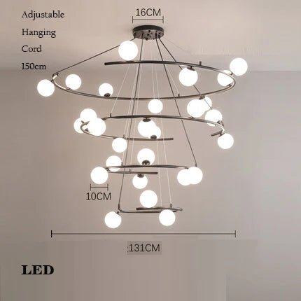 Lustre créatif en fer et verre pour décoration intérieure tendance — LZ4X9T